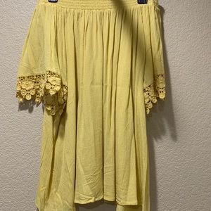 Mustard yellow off the shoulder top - Large
